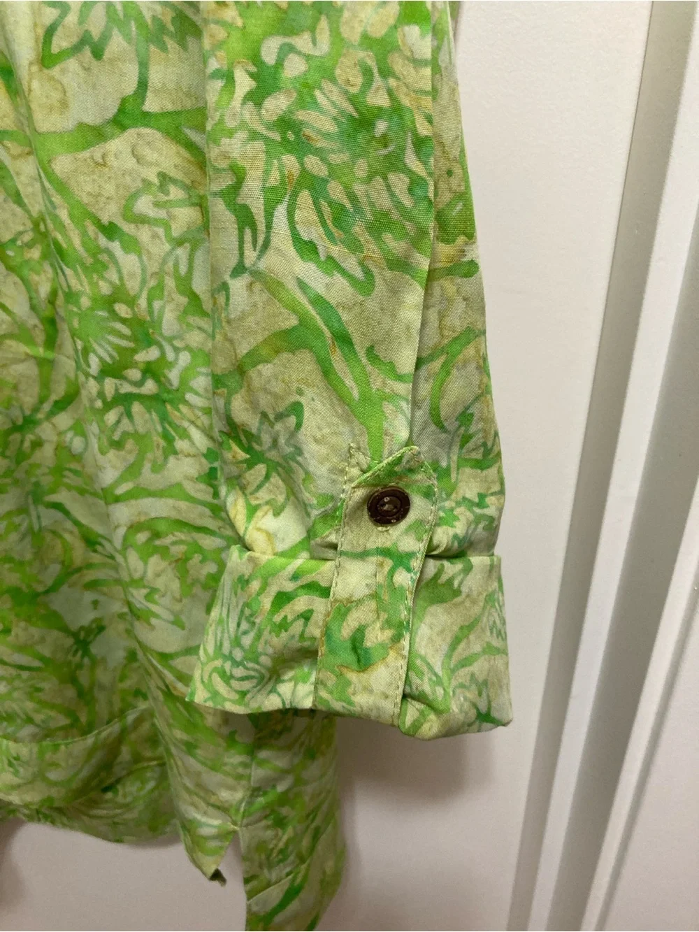 Soft Surroundings bright green floral Hoodie/swimsuit coverup.Petite medium